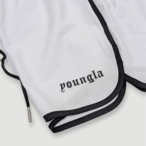 YoungLA 125 Olympic Shorts Mens Large 3.5" Inseam White Gym Bodybuilding Active